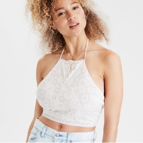 American Eagle Outfitters Tops - American Eagle high neck crop top peach medium